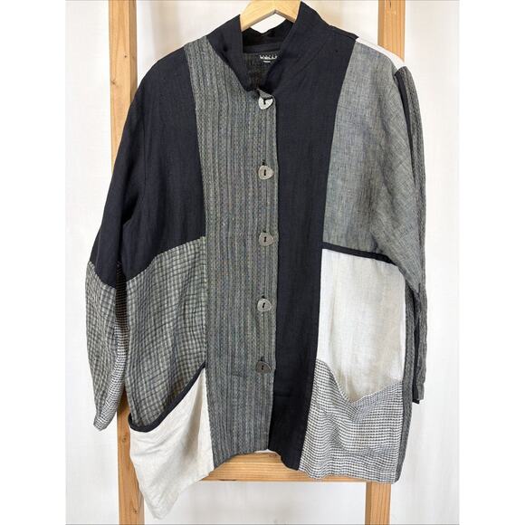 Nannette Keller Jackets & Blazers - Vintage 90's Nannette Keller Mixed Button Up Jacket Tunic Top #1350 Size LARGE